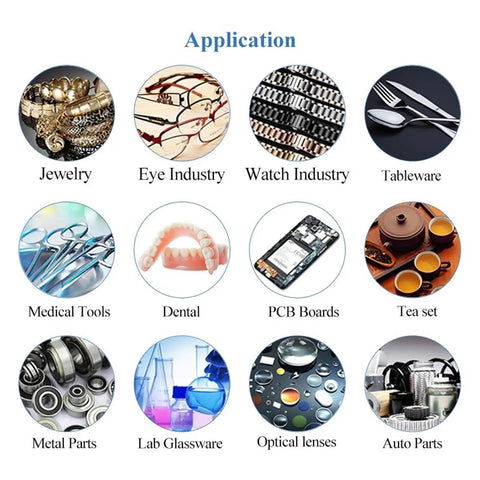 4.5L Ultrasonic Cleaner For Home Jewelry Dentures Glasses And Contacts Crushes Stubborn Grime With Quiet Bubble Power Nifty Washing Tool application images showing various uses.