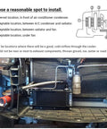 Diagram and installation guide for 16 Row Transmission Oil Cooler Kit With 6AN And 8AN Adapters Stacked Plate Aluminum Alloy Engine Cooler