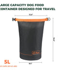 Dog Food Travel Bag Large Capacity For RV Trips And Camping Collapsible Kibble Carrier With Roll Down Top 21 Cups Grey