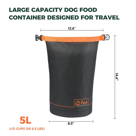 Dog Food Travel Bag Large Capacity For RV Trips And Camping Collapsible Kibble Carrier With Roll Down Top 21 Cups Grey