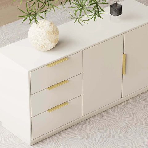Matte Gold Cabinet Handles 7-1/2 Inch, 20 Pack Brushed Brass Drawer Pulls on white cabinet with decor