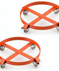 55 Gallon Drum Dolly Non Tipping Heavy Duty Move With Powder Coated Steel Frame, Rust Resistant Build, 0.13 Inch Cross Braces For Stability, Supports Up To 1,000 Lbs And Smooth Rolling Mobility. orange 55-gallon steel drum dolly with four casters