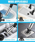 Heavy Duty Air Drain Blaster With Real Time Barometer And Storage Bag, High Pressure Toilet Plunger for toilets, sinks, and floor drains.