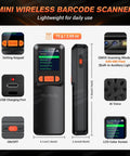 Multi Mode Wireless Barcode Scanner With Bluetooth 1D 2D QR Code Reader 3 In 1 USB 2.4G And LCD Screen product front and side view