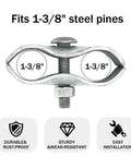 18 Piece Chain Link Fence Clamps Set For Dog Kennels 1 3 8 Inch Galvanized Steel Easy Install For Pipe And Panel Frames Rust And Corrosion Resistant Construction showing clamp fitting 1-3/8 inch pipe