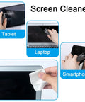 2 In 1 Screen Cleaner Kit With Mist Spray And Refill Microfiber Cloth cleaning tablet, laptop, and smartphone screens.