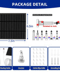 Package contents for Outdoor Camera Solar Panel Charger 5W 5V With USB C And Plug, includes bracket, cable, and screws.