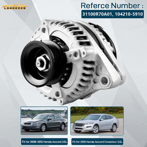 130A Beefed Up Alternator Replacement For 2008 2012 Honda Accord 3.5L V6 And 2010 Crosstour 3.5L Drop In Ready Direct Fit