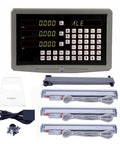 Heavy Duty Digital Calipers Plus Solid Three Axis Dro Setup Sds63v In Rugged Steel Case, display and linear scales with accessories.