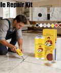 Fast Dry Tile Repair Glue Kit For Cracks Chips And Gaps On Ceramic Porcelain Floor And Wall Tile Surfaces Waterproof Quick Set Adhesive Beginner Friendly DIY Fix For Stone And Tile Cracks displayed with pigments and tools