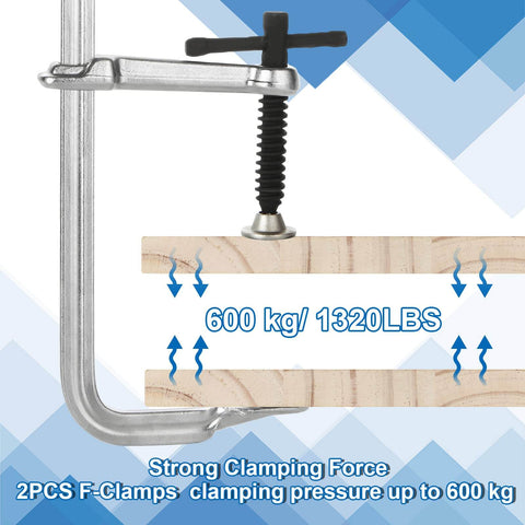 Two Pack 12 Inch F Clamps For Welding Heavy Duty Steel Clamps Set With 3 Inch Throat Depth And 1320 Lb Clamping Force