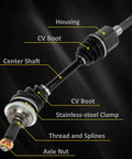 Diagram of Beefy Front Left Right CV Axle Shaft Assembly for 2010-2012 Ford Fusion 2.5L showing components