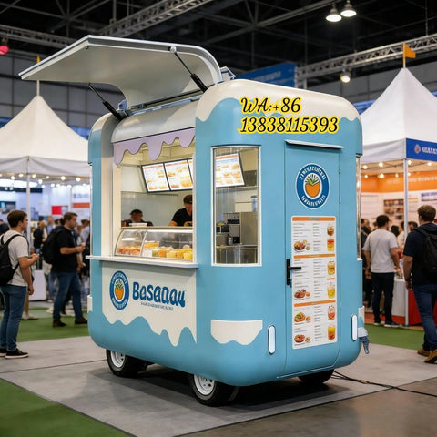 Fully Equipped Mobile Food Trailer Kitchen for Fast Food and Dessert Concession Cart at an outdoor festival