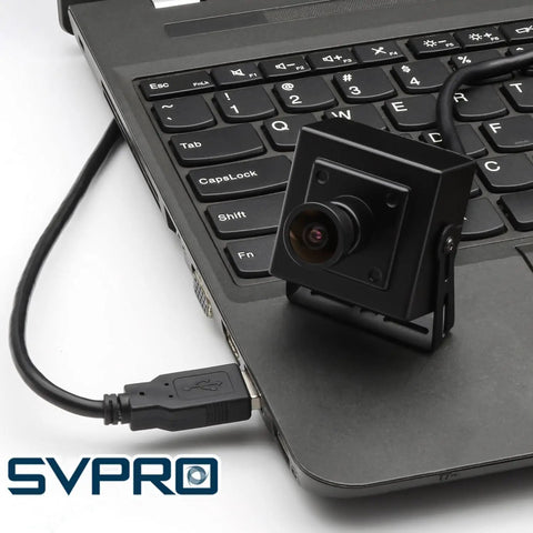 5MP 30FPS USB Fisheye Camera With IMX335 Sensor And M12 Lens connected to a laptop, ideal for 3D printer and security applications.