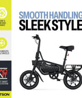 Foldable Electric Bike With Carry Handles Portable 350W Pedal Assist Twist Throttle Up To 15.5 MPH 14 Inch Tires Lightweight
