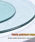 Close-up of Two Tier Tempered Glass Lazy Susan Turntable For Tabletop Serving 360 Degree Silent Rotating Tray with polished edges