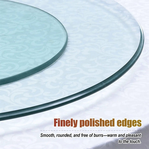 Close-up of Two Tier Tempered Glass Lazy Susan Turntable For Tabletop Serving 360 Degree Silent Rotating Tray with polished edges