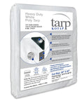 Heavy Duty Tarp 19 Ft 4 In By 39 Ft 4 In Waterproof White 8-Mil Durable Weave Multi Use Cover Package