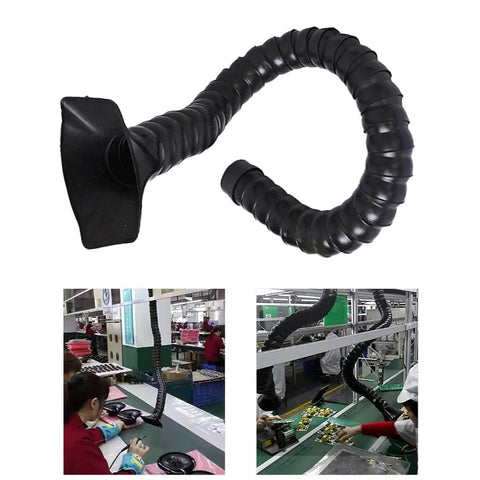 Adjustable Fume Extractor Arm With Hood Pro Grade 3ft Reach Flexible Duct in use at electronics workshop station