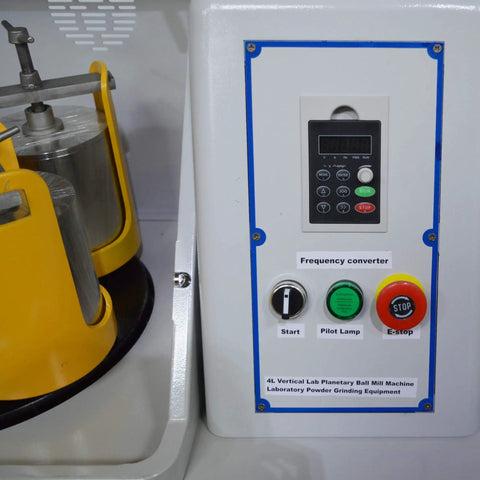 Control panel and grinding jar of 4L Planetary Ball Mill Pulverizer With Ceramic Grinding Jars 4x1000ml Capacity Lab Grinding Machine