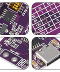 Close-up views of Two Pack Type C PD Fast Charge Detector Kit QC AFC PD2.0 PD3.0 to DC Output Change Board components.