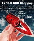 Mini RC Boat For Kids 8 To 12 Years Old 2.4GHz Remote With 360 Degree Spin Built In Rechargeable Battery Water Toy Red Gift in hand