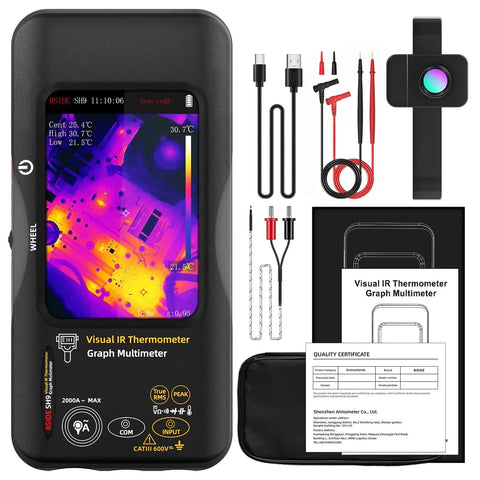 Dual Light Fusion Thermal Imager Multimeter Pro Grade With Date Recorder, kit with accessories and macro lens for diagnostics