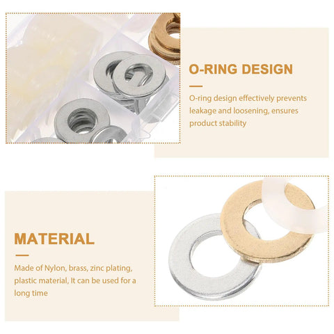 120 Piece M10 20 Nylon Flat Washer Kit For Household Appliances And DIY Projects Brass White Zinc Plated Washers Assortment For Screws Deck Spacers And Industrial Use, nylon washers close-up