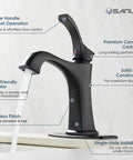 Matte Black Bathroom Faucet With One Hole And Deck Plate, Dope Single-Handle Vanity Tap, Modern Farmhouse Sink Faucet With Pop-Up Drain