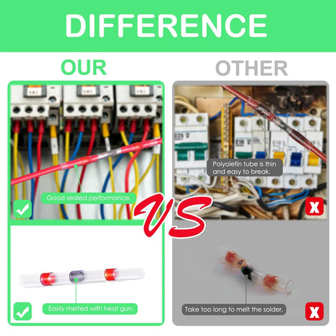400pcs solder connectors with heat shrink tubing for wire connections, Our sealed joints vs Other failed joints