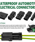 Image of a Waterproof Automotive Electrical Connector Kit With 376 Pieces 25 Kits 1 2 3 4 6 Pin Male And Female Plugs For 22 To 14AWG