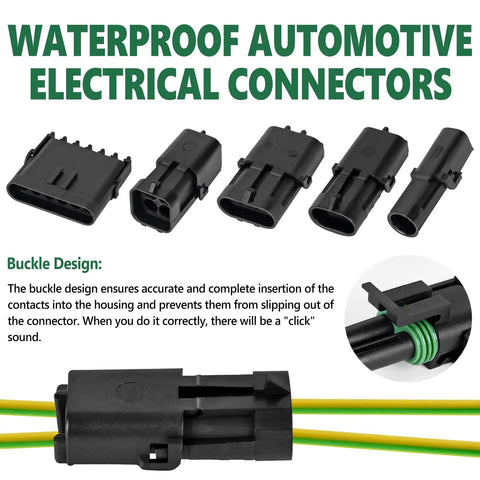 Image of a Waterproof Automotive Electrical Connector Kit With 376 Pieces 25 Kits 1 2 3 4 6 Pin Male And Female Plugs For 22 To 14AWG