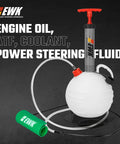 6L Oil Extractor Pump And Flexible Moldable Oil Funnel Kit with handle and tubes on black background for spill free fluid changes