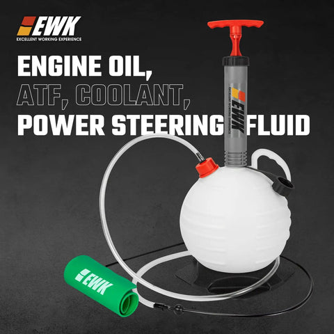 6L Oil Extractor Pump And Flexible Moldable Oil Funnel Kit with handle and tubes on black background for spill free fluid changes