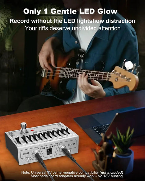Musician using 10-Band Equalizer Pedal For Guitar And Bass With Low-Noise And True Bypass Delivers Clean Signal For Live Stage And Studio Recording