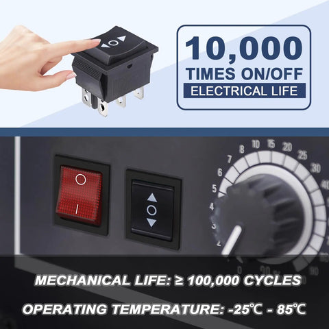 KCD4 DPDT Momentary Rocker Switch 6 Pin On Off On 3 Position 20A 125VAC 16A 250VAC Six Pack For Car Boat RVs And Home Projects Durable Black Housing 6 Terminal Control Toggle Switch, black panel mount switch