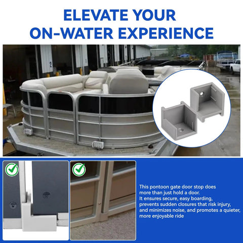 Heavy Duty Pontoon Gate Door Stop Kit With Left And Right Hinge Anti Rattle Door Stopper for 1-1/4 Inch Square Tubing