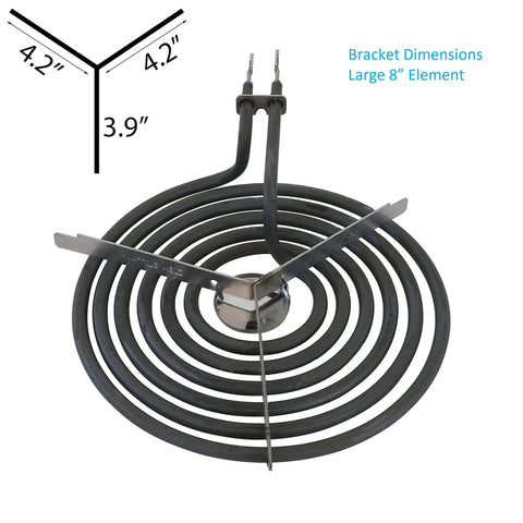 Large 8-inch heating element from Replacement Range Top Surface Burner Kit For GE And Hotpoint, 4 Pack Including Two 6 Inch WB30M1 And Two 8 Inch WB30M2