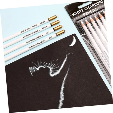 Six Pack White Sketching Pencils For Drawing And Shading Great For Beginners And Artists White Charcoal Pencils For Illustration