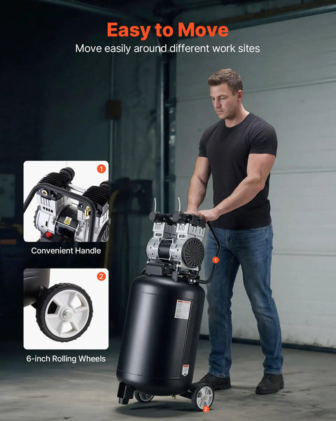 20 Gallon Portable Air Compressor With Wheels 2HP 125PSI Max Oil Free Tank For Auto Repair Tire Inflation Spray Painting Woodwork Nailing 4.5 SCFM Powerful Performance Easy Setup Quiet Operation Home Garage Must Have Tool