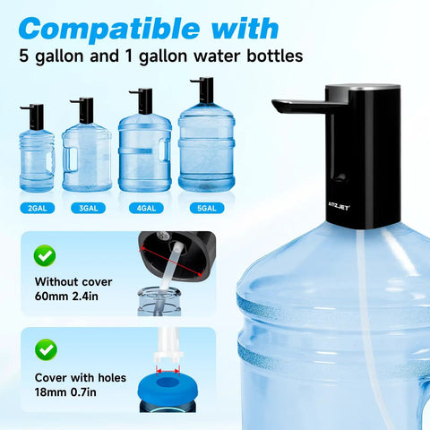 5 Gallon Water Dispenser With Digital Display And USB Powered Pump on water jug, compatible with 2-5 gallon bottles