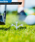 Adjustable Golf Tees For Driving Range And Simulator Beefy Unbreakable Rubber Tees in use with golf club and ball