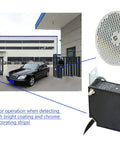 IP67 Waterproof Photoelectric Beam Sensor for gates and garage doors, installed outdoors with universal 10-30V DC power supply.