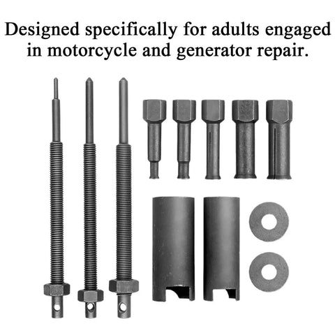 Heavy Duty Motorcycle Bearing Puller Kit Extractor Set Removes Blind Holes Super Fast With Compact Power Heads Fits Tight Engine Spaces Without Hammer For Smooth Quiet Repairs Ideal For DIY Techs To Save Cash Protect Parts On Your Ride Now, steel tools laid out