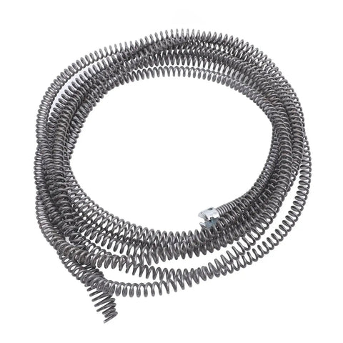 Knockout Sixteen Millimeter Drain Snake Cable for clearing clogs, 16 mm MG steel construction, flexible coiled design.