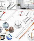 3 In 1 Drain Clog Remover Kit With Plastic Drain Snakes And Stainless Steel Cleaning Stick for sink and tub cleaning