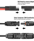 Heavy Duty 10AWG Solar Panel To SAE Adapter Cable 2Ft 50 Amp SAE To Solar Extension Wire With connectors and polarity adapter