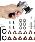 Handheld Abizarch Mini Pneumatic Chamfering Machine 30K RPM Air Beveler with tools, blades, and mounting parts for deburring.