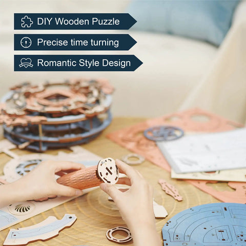 Dope Retro Wooden Pendulum Clock Kit for Adults 12 Inch DIY 3D Puzzle Mechanical Building Model for Wall Silent Quartz Movement Victorian Style Home Decor Gift Idea, hands assembling parts