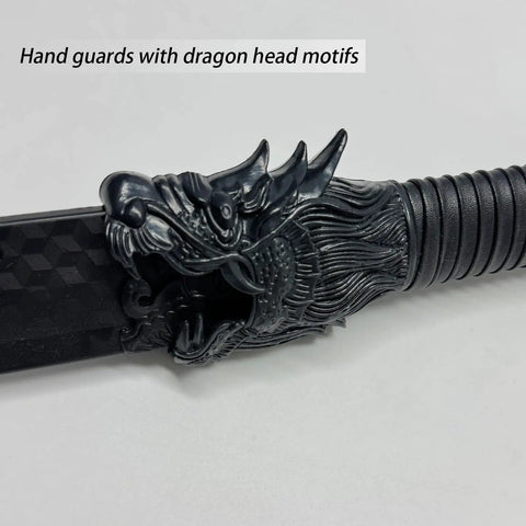 Unbreakable Polypropylene Martial Arts Sword With One Piece Blade Black Practice Katana Dragon Hilt Design and Textured Grip